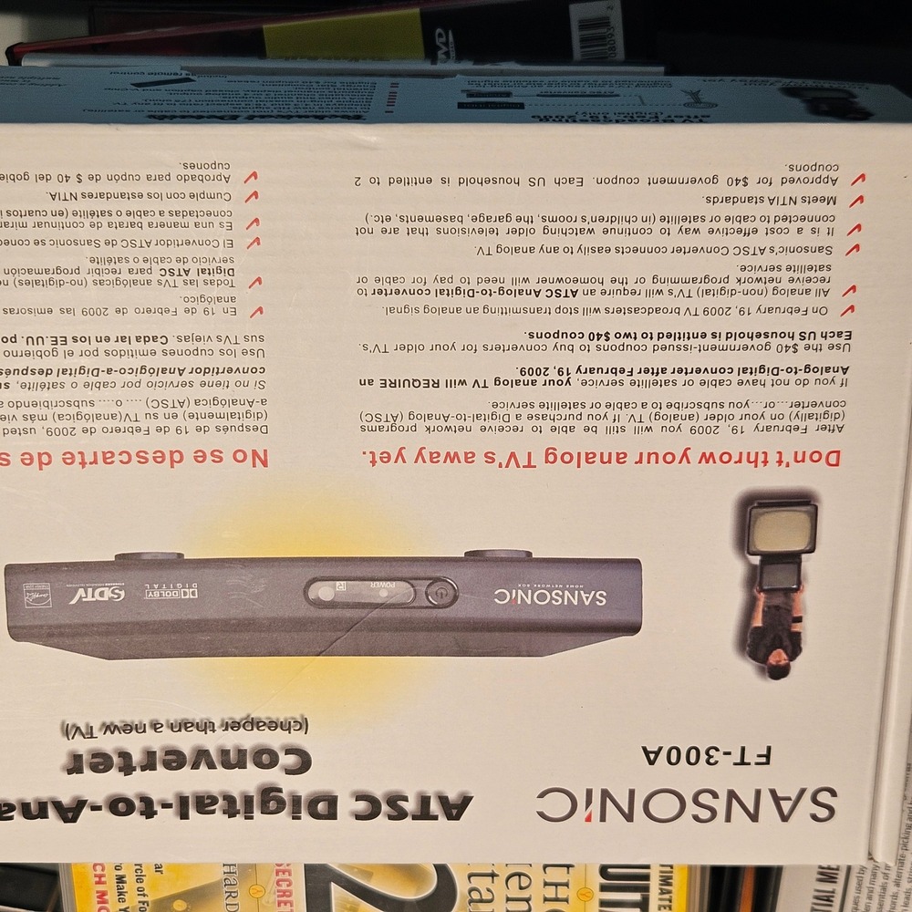 Sansonic FT-300A ATSC Digital-to-Analog Converter Box Black with Remote Open Box